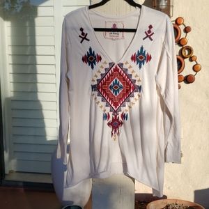 Johnny Was Long Sleeve T Shirt Size L